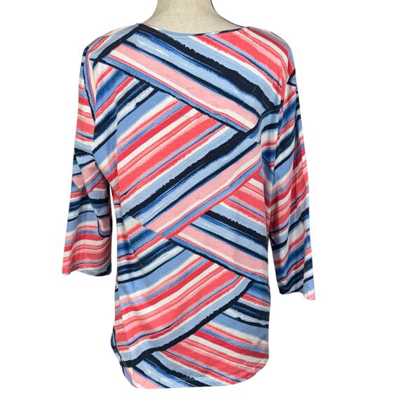 Allison Daley Large Top Geometric Rhinestones Stretch 3/4 Sleeve Round Neck - Picture 4 of 8